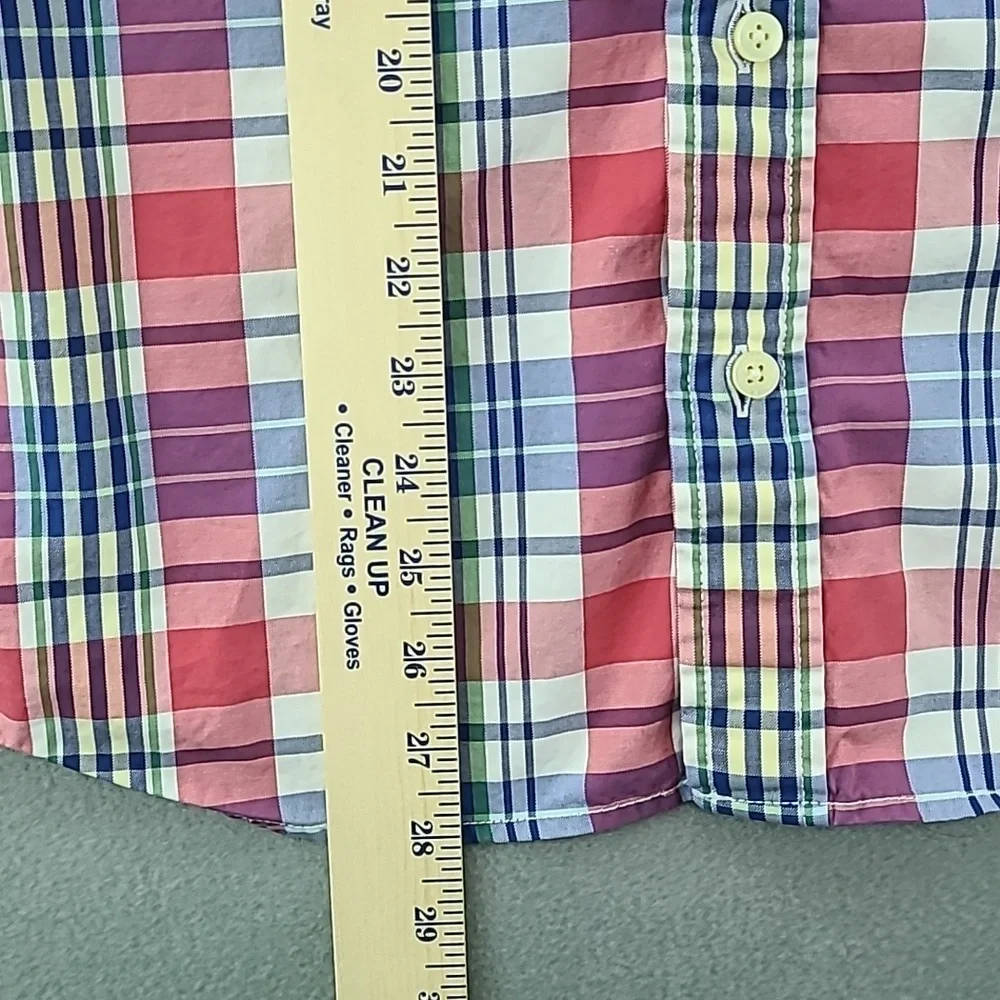 ABERCROMBIE & FITCH Boys Button Down Short Sleeve Red Blue Plaid Shirt - Size XL